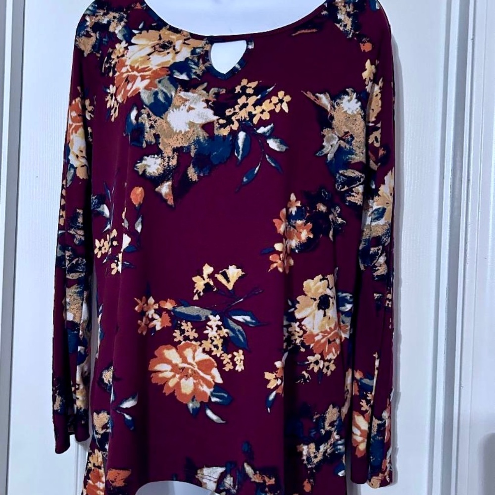 New York Laundry Floral Print Long Sleeve Blouse